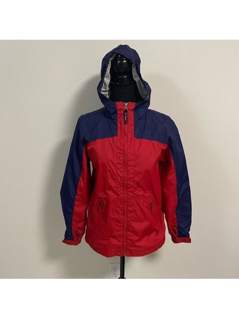L.L.Bean Jacket Kids Size large 14/16 Red Blue hoodie full zip jacket